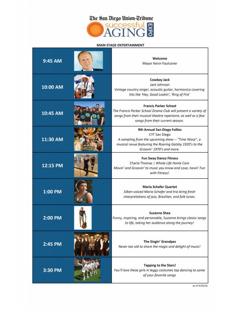 SDUT Main Stage Schedule